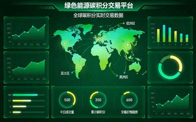 绿色能源碳积分交易平台数据仪表盘与全球地图可视化