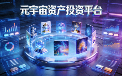 元宇宙虚拟资产投资平台与数字藏品展示三维渲染图